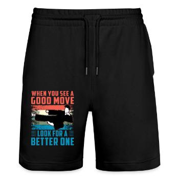 When you see a good move look for a better one - Stanley/Stella Trainer Unisex Organic Jogging Shorts - black - Front - Nik (191cm) & Marisol (170cm)