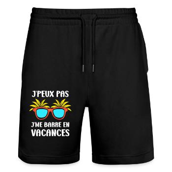 Je suis en vacances - Short de jogging bio TRAINER Stanley/Stella unisexe - noir - Devant - Nik (191cm) & Marisol (170cm)