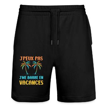 je suis en vacances - Short de jogging bio TRAINER Stanley/Stella unisexe - noir - Devant - Nik (191cm) & Marisol (170cm)