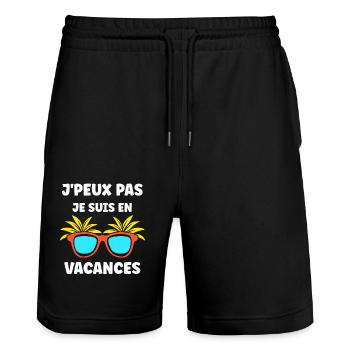 Je suis en vacances - Short de jogging bio TRAINER Stanley/Stella unisexe - noir - Devant - Nik (191cm) & Marisol (170cm)