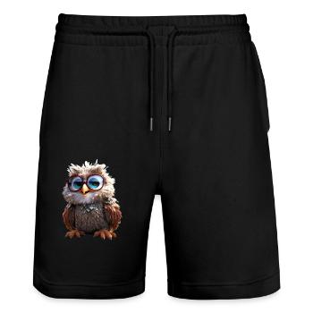 Owl Barn Owl Gift Owl Owl Owl Cute Owls - Stanley/Stella Trainer Unisex Organic Jogging Shorts - black - Front - Nik (191cm) & Marisol (170cm)