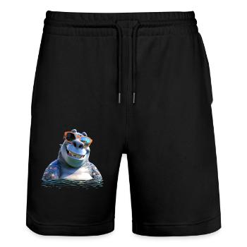 Hippopotamus Hippopotamus Hippopotamus Hippop - Stanley/Stella Trainer Unisex Organic Jogging Shorts - black - Front - Nik (191cm) & Marisol (170cm)
