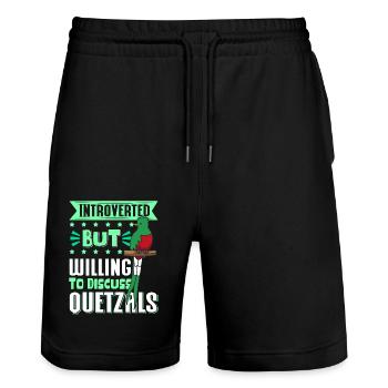 Quetzal Vögel Guatemala Vogel Geschenk - Stanley/Stella Unisex Bio Joggingshorts Trainer  - Schwarz - Vorne - Nik (191cm) & Marisol (170cm)