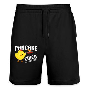 Pancake Lover Kids Chicken Girl - Stanley/Stella Unisex Bio Joggingshorts Trainer  - Schwarz - Vorne - Nik (191cm) & Marisol (170cm)