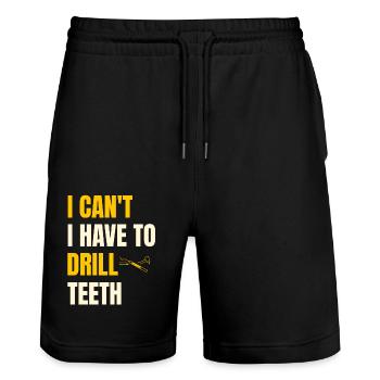 Ich kann nicht, dass ich Zähne bohren muss Zahnheilkunde Zahnarzthöhle - Stanley/Stella Unisex Bio Joggingshorts Trainer  - Schwarz - Vorne - Nik (191cm) & Marisol (170cm)