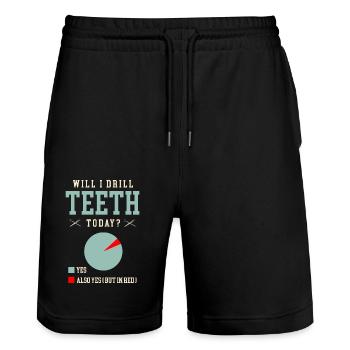 Werde ich heute Zähne bohren Zahnarzt Zahnmedizin Zahnmedizin Zahnmedizin - Stanley/Stella Unisex Bio Joggingshorts Trainer  - Schwarz - Vorne - Nik (191cm) & Marisol (170cm)