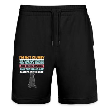 I'm Not Clumsy The Floor Hates Me Foolish Dog - Stanley/Stella Trainer Unisex Organic Jogging Shorts - black - Front - Nik (191cm) & Marisol (170cm)