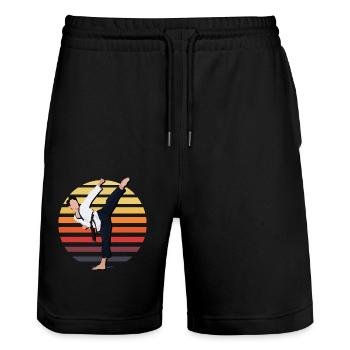 Taekwondo - Stanley/Stella Unisex Bio Joggingshorts Trainer  - Schwarz - Vorne - Nik (191cm) & Marisol (170cm)