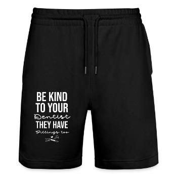 Seien Sie nett zu Ihrem Zahnarzt, er hat auch Füllungen - Stanley/Stella Unisex Bio Joggingshorts Trainer  - Schwarz - Vorne - Nik (191cm) & Marisol (170cm)