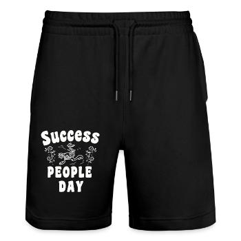 Success Day - Stanley/Stella Trainer Unisex Organic Jogging Shorts - black - Front - Nik (191cm) & Marisol (170cm)