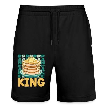 Pancake Lover Kids King Pancake - Stanley/Stella Trainer Unisex Organic Jogging Shorts - black - Front - Nik (191cm) & Marisol (170cm)