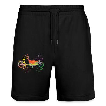 Heavy Duty Bike Cargo Bike Cargo Bike Cargo Bike - Stanley/Stella Trainer Unisex Organic Jogging Shorts - black - Front - Nik (191cm) & Marisol (170cm)