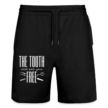 The Tooth Will Set You Free Dentist Dental Dentist - Stanley/Stella Trainer Unisex Organic Jogging Shorts - black - Front - Nik (191cm) & Marisol (170cm)