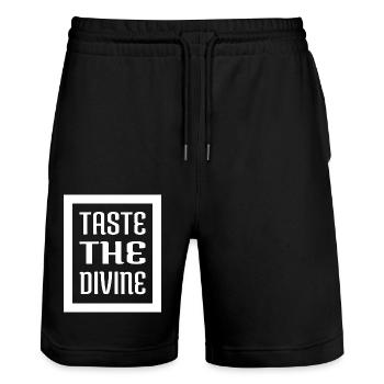 blissful cooking jokes awesome - Stanley/Stella Trainer Unisex Organic Jogging Shorts - black - Front - Nik (191cm) & Marisol (170cm)