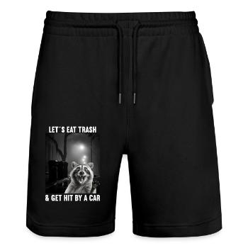 Lets eat Trash and get hit by a Car Raccoon - Stanley/Stella Trainer Unisex Organic Jogging Shorts - black - Front - Nik (191cm) & Marisol (170cm)