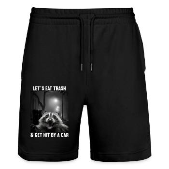 Lets eat Trash and get hit by a Car Raccoon - Stanley/Stella Trainer Unisex Organic Jogging Shorts - black - Front - Nik (191cm) & Marisol (170cm)