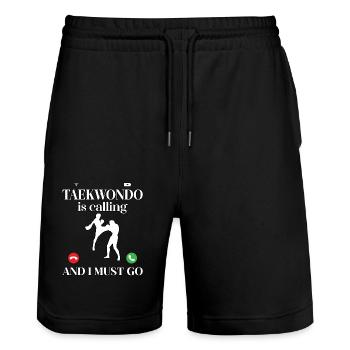 Le taekwondo m’appelle et je dois y aller - Short de jogging bio TRAINER Stanley/Stella unisexe - noir - Devant - Nik (191cm) & Marisol (170cm)