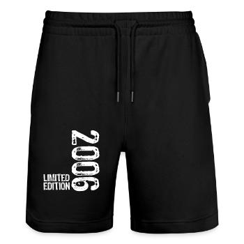 birthday 18th 2006 Limited Edition Halftone - Stanley/Stella Trainer Unisex Organic Jogging Shorts - black - Front - Nik (191cm) & Marisol (170cm)