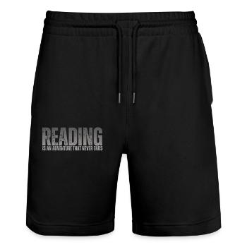 Reading is an adventure book lover - Stanley/Stella Trainer Unisex Organic Jogging Shorts - black - Front - Nik (191cm) & Marisol (170cm)