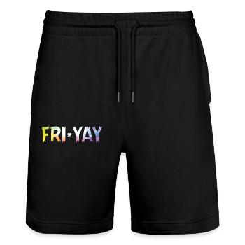 Fri Yay Teachers School Weekend Vibes - Stanley/Stella Unisex Bio Joggingshorts Trainer  - Schwarz - Vorne - Nik (191cm) & Marisol (170cm)