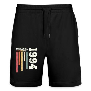 30. Geburtstag Mann Original Februar Jahrgang 1994 - Stanley/Stella Unisex Bio Joggingshorts Trainer  - Schwarz - Vorne - Nik (191cm) & Marisol (170cm)