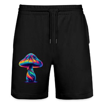 Mushroom - Stanley/Stella Trainer Unisex Organic Jogging Shorts - black - Front - Nik (191cm) & Marisol (170cm)