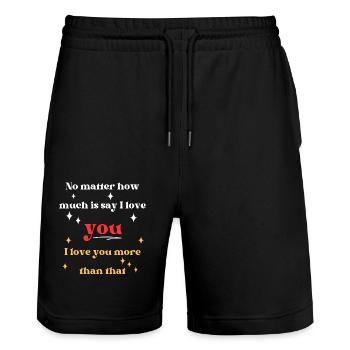 Peu importe combien je dis je t’aime - Short de jogging bio TRAINER Stanley/Stella unisexe - noir - Devant - Nik (191cm) & Marisol (170cm)