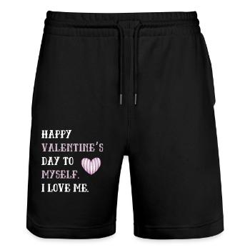 Joyeuse Saint-Valentin à moi-même - Short de jogging bio TRAINER Stanley/Stella unisexe - noir - Devant - Nik (191cm) & Marisol (170cm)