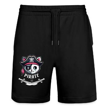 Gasparilla Cat Pirat 3.14 Pi Tag Mathematik Wissenschaft - Stanley/Stella Unisex Bio Joggingshorts Trainer  - Schwarz - Vorne - Nik (191cm) & Marisol (170cm)