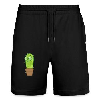 Nerd Cactus Plant - Stanley/Stella Trainer Unisex Organic Jogging Shorts - black - Front - Nik (191cm) & Marisol (170cm)
