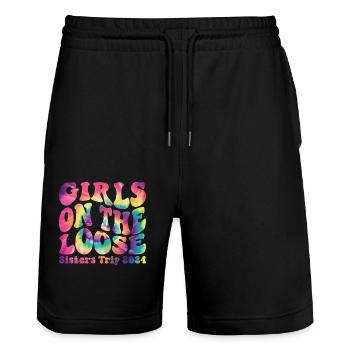 Sœurs sur le voyage de réunion des filles lâches - Short de jogging bio TRAINER Stanley/Stella unisexe - noir - Devant - Nik (191cm) & Marisol (170cm)