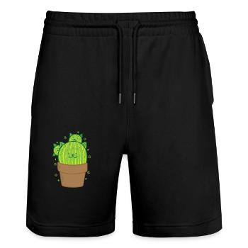 Katzenkaktus im Topf Pflanze - Stanley/Stella Unisex Bio Joggingshorts Trainer  - Schwarz - Vorne - Nik (191cm) & Marisol (170cm)