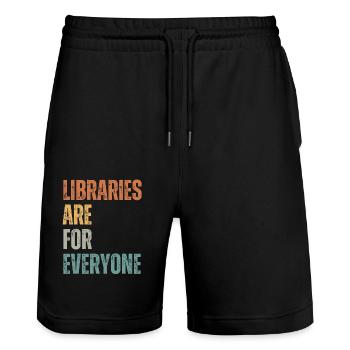 Libraries are for everyone to read - Stanley/Stella Trainer Unisex Organic Jogging Shorts - black - Front - Nik (191cm) & Marisol (170cm)