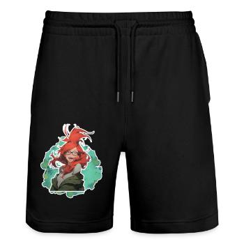 Madame Soline YouplaBoom - Short de jogging bio TRAINER Stanley/Stella unisexe - noir - Devant - Nik (191cm) & Marisol (170cm)