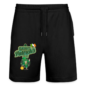 Fête de la Saint-Patrick - Short de jogging bio TRAINER Stanley/Stella unisexe - noir - Devant - Nik (191cm) & Marisol (170cm)