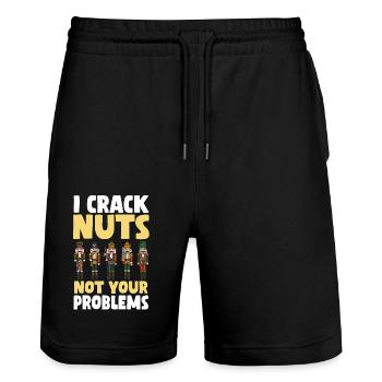 Nussknacker Spruch - Stanley/Stella Unisex Bio Joggingshorts Trainer  - Schwarz - Vorne - Nik (191cm) & Marisol (170cm)