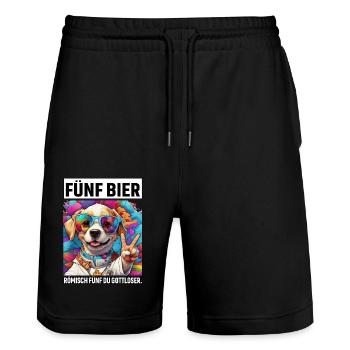 Drôle de chien cinq bière romaine cinq vous impie - Short de jogging bio TRAINER Stanley/Stella unisexe - noir - Devant - Nik (191cm) & Marisol (170cm)