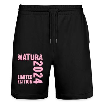 Matura Jeunes Filles Femmes et Hommes Matura 2024 - Short de jogging bio TRAINER Stanley/Stella unisexe - noir - Devant - Nik (191cm) & Marisol (170cm)