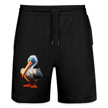 Pelikan Wasservogel Pelican Geschenk Süße Pelikane - Stanley/Stella Unisex Bio Joggingshorts Trainer  - Schwarz - Vorne - Nik (191cm) & Marisol (170cm)
