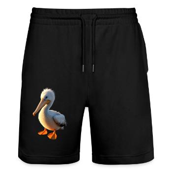 Pelikan Wasservogel Pelican Geschenk Süße Pelikane - Stanley/Stella Unisex Bio Joggingshorts Trainer  - Schwarz - Vorne - Nik (191cm) & Marisol (170cm)