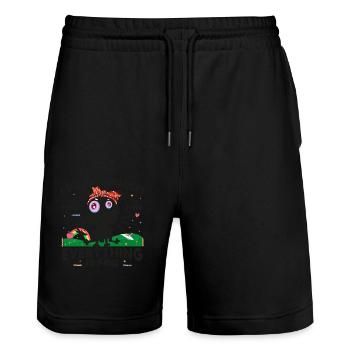 100 Tage Schulkatze ES IST IN ORDNUNG, MIR GEHT ES GUT - Stanley/Stella Unisex Bio Joggingshorts Trainer  - Schwarz - Vorne - Nik (191cm) & Marisol (170cm)