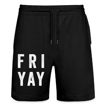 Fri Yay Enseignants Ambiance du week-end de l’école - Short de jogging bio TRAINER Stanley/Stella unisexe - noir - Devant - Nik (191cm) & Marisol (170cm)