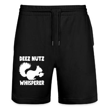 Funny Squirrel Lover T-shirt - Stanley/Stella Trainer Unisex Organic Jogging Shorts - black - Front - Nik (191cm) & Marisol (170cm)