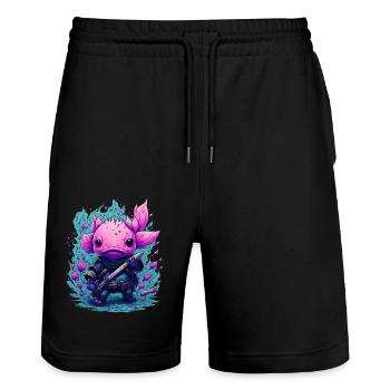 Axolotl - Short de jogging bio TRAINER Stanley/Stella unisexe - noir - Devant - Nik (191cm) & Marisol (170cm)