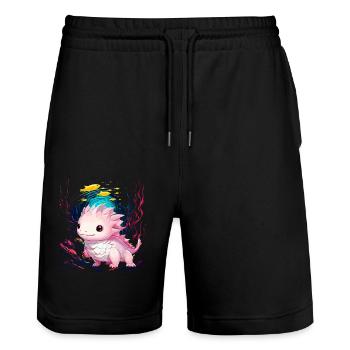 axolotl - Short de jogging bio TRAINER Stanley/Stella unisexe - noir - Devant - Nik (191cm) & Marisol (170cm)