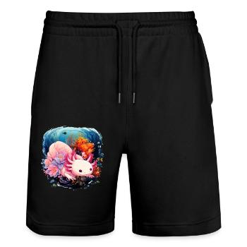 axolotl - Short de jogging bio TRAINER Stanley/Stella unisexe - noir - Devant - Nik (191cm) & Marisol (170cm)
