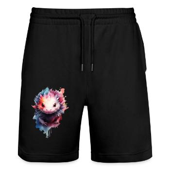 Axolotl - Short de jogging bio TRAINER Stanley/Stella unisexe - noir - Devant - Nik (191cm) & Marisol (170cm)