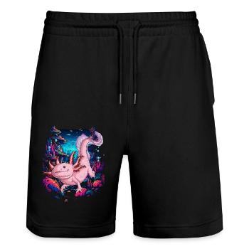Axolotl - Short de jogging bio TRAINER Stanley/Stella unisexe - noir - Devant - Nik (191cm) & Marisol (170cm)