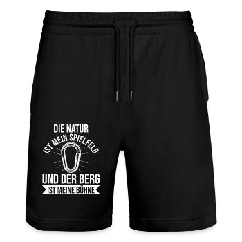 Bergsteiger Wandern Wanderer Klettern Bergsteigen - Stanley/Stella Unisex Bio Joggingshorts Trainer  - Schwarz - Vorne - Nik (191cm) & Marisol (170cm)