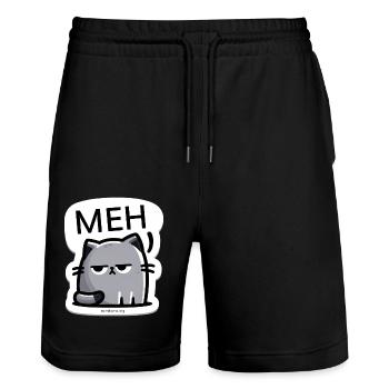 Mimikama MEH-Katze - Stanley/Stella Unisex Bio Joggingshorts Trainer  - Schwarz - Vorne - Nik (191cm) & Marisol (170cm)